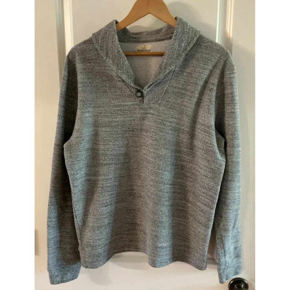 Marine Layer Shawl Collar Pullover Sweater • Heather Gray‎ • Men's M